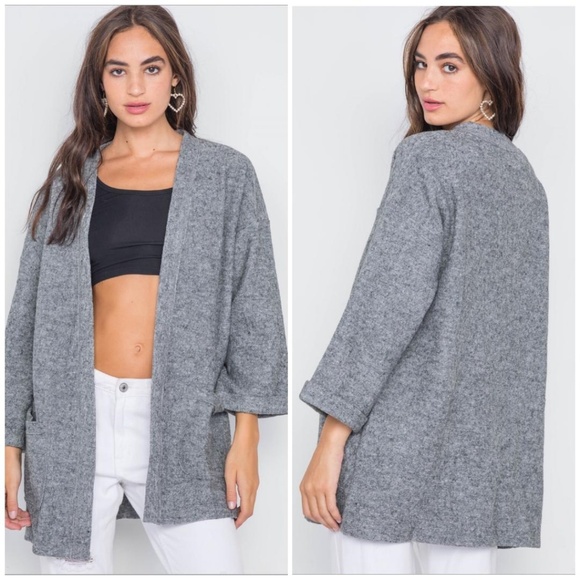 LAST 1❗Grade & Gather Gray Chic Oversized Cardigan - Picture 3 of 4